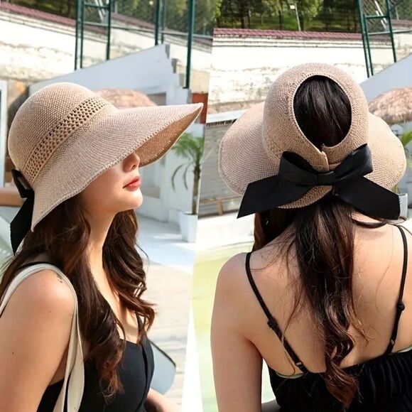 Foldable Straw Sun Visor Hat - Picture 9 of 9